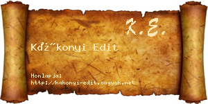 Kákonyi Edit névjegykártya